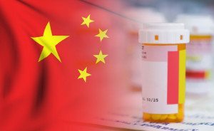 Chinese Flag with pill bottle