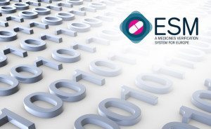 ESM logo and binary code