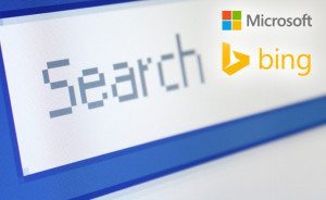 Search bar with Microsoft and Bing logos